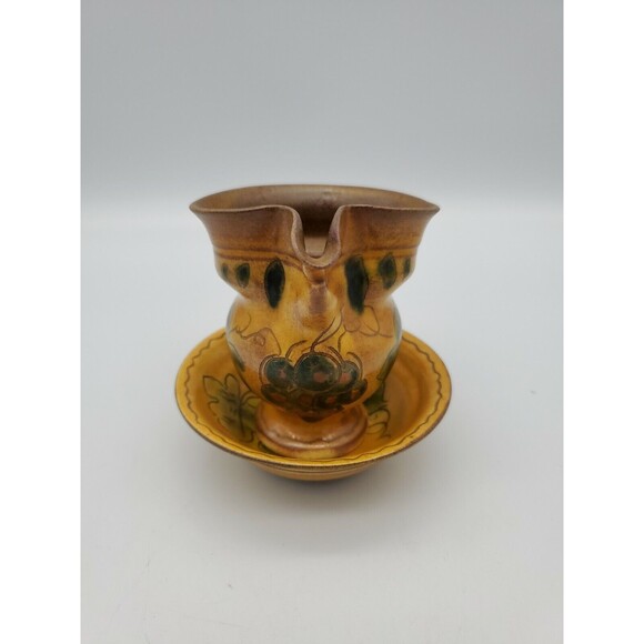 Vintage SN LIECHTENSTEIN Grapevine Leaf Pattern Mini Bowl & Pitcher Creamer - Picture 2 of 12